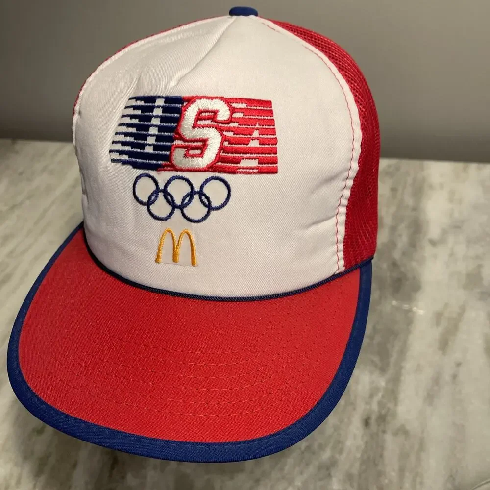 1984 USA Olympics McDonald's Vintage Snapback Trucker Hat Red/White/Blue Mesh